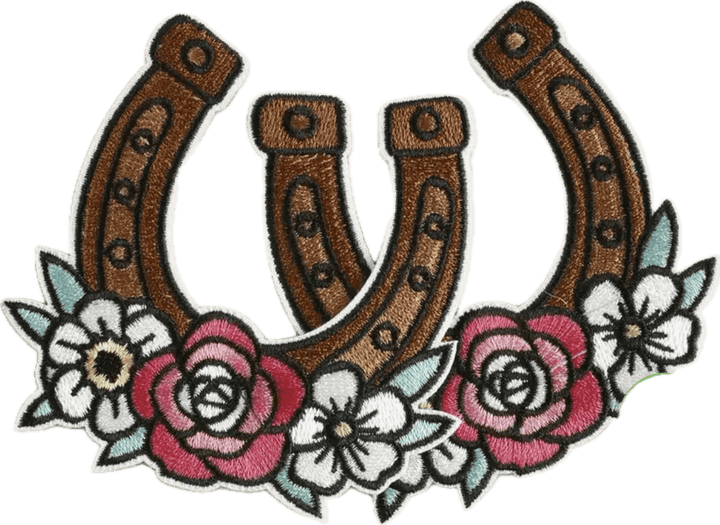 Floral Horseshoe - Embroidered Patch - Jean Pool