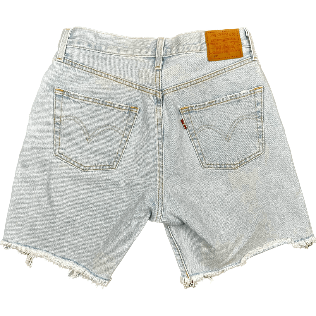 Levis 501 Distressed Light Wash Denim Shorts - Size 28 - Jean Pool