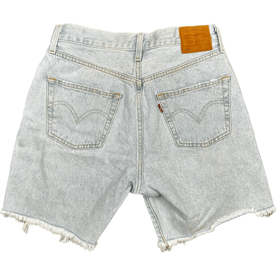 Levi's 501 light wash distressed denim cutoff shorts best sale