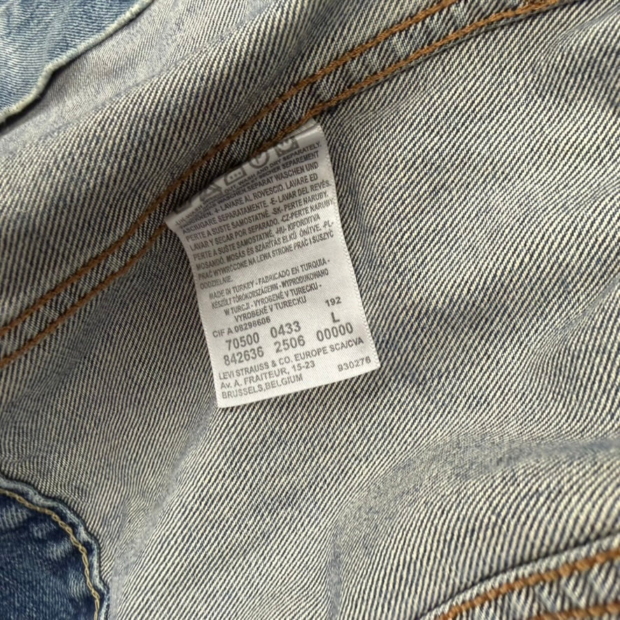 Levis Trucker Light Stonewash Jacket Aged Logo Print- Size L
