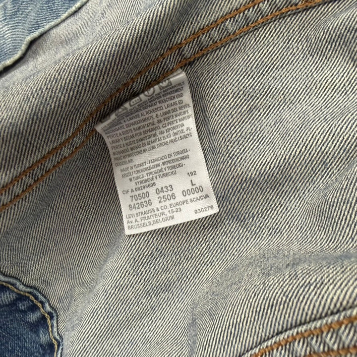Levis Trucker Light Stonewash Jacket Aged Logo Print- Size L