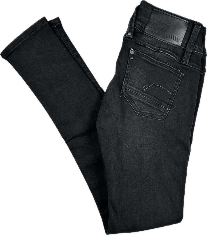 G Star RAW Womens 'Lynn Mid Skinny' Black Jeans -Size 25/30 - Jean Pool