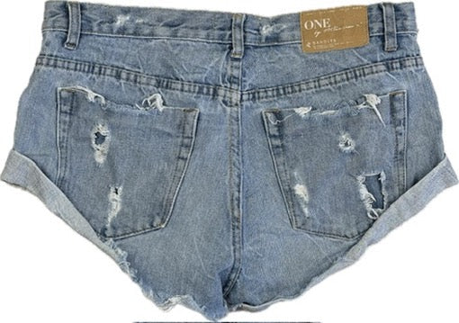 One Teaspoon 'Bandits' Rolled Cuff Denim Shorts  - Size 28"