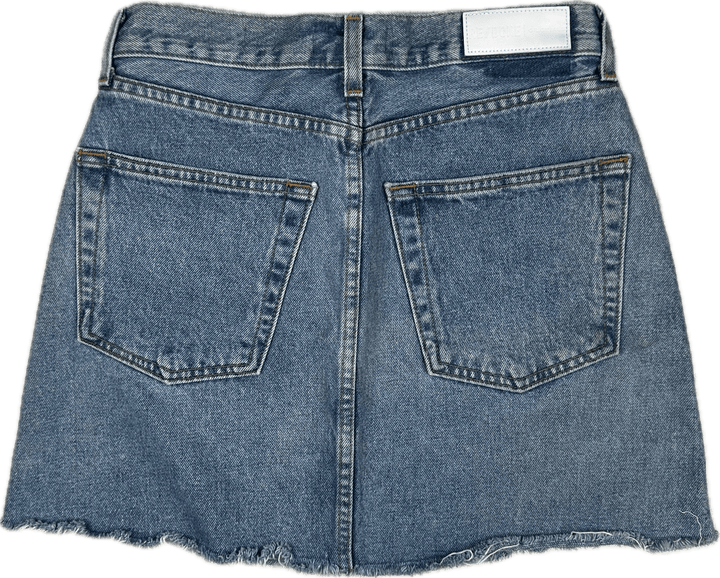 Re/Done USA Raw Hem Denim Skirt - Size 26 or 8AU