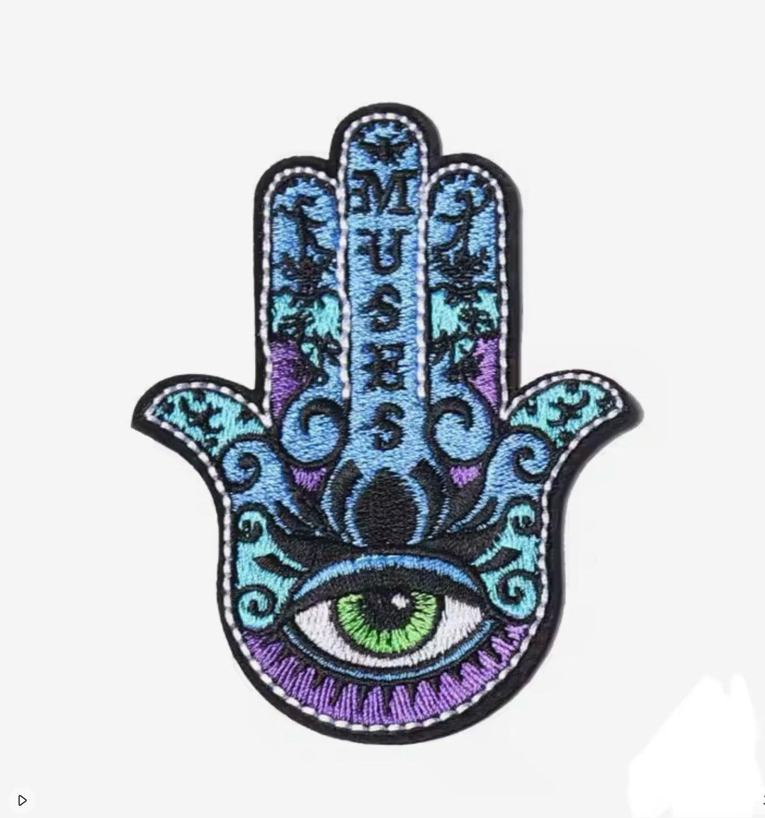 Blue Hamsa Eye Hand - Embroidered Patch - Jean Pool