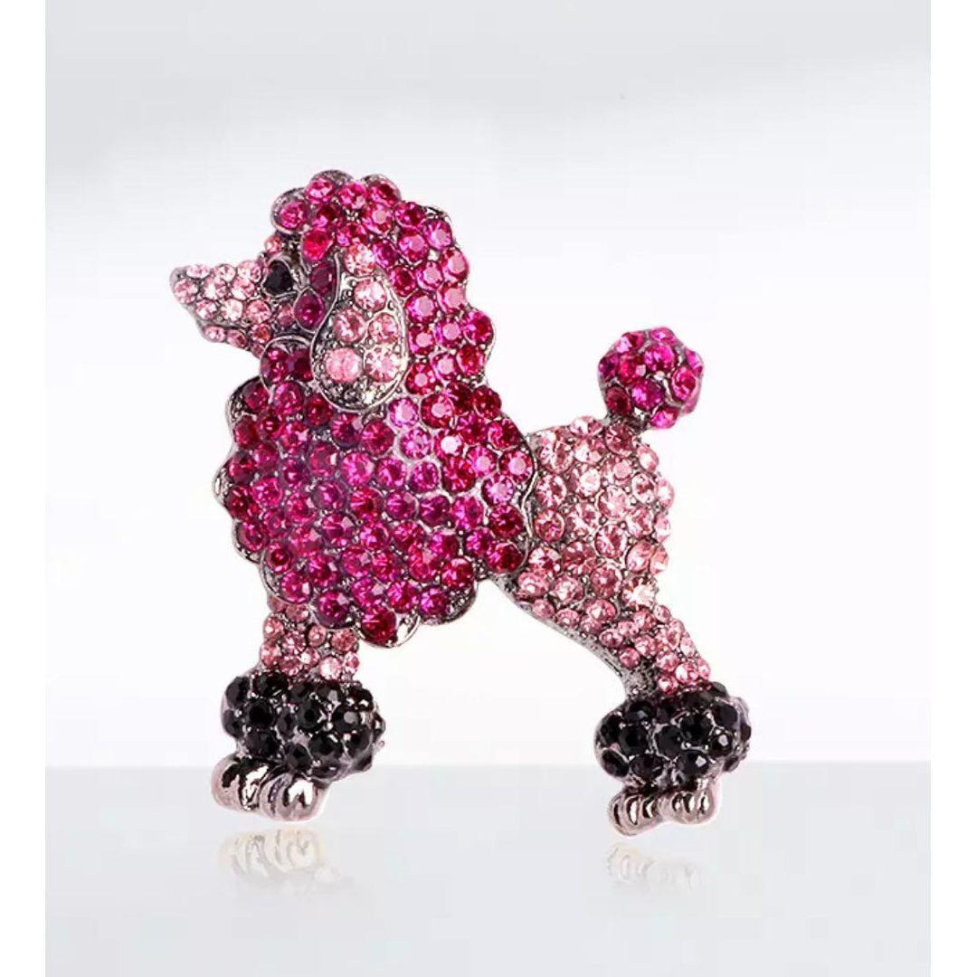 Jewelled pink Poodle Brooch - Jean Pool