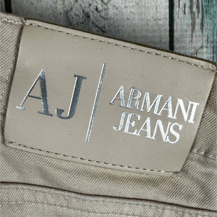 Armani Jeans Slim Straight Beige Rhinestone Jeans -Size 27 - Jean Pool