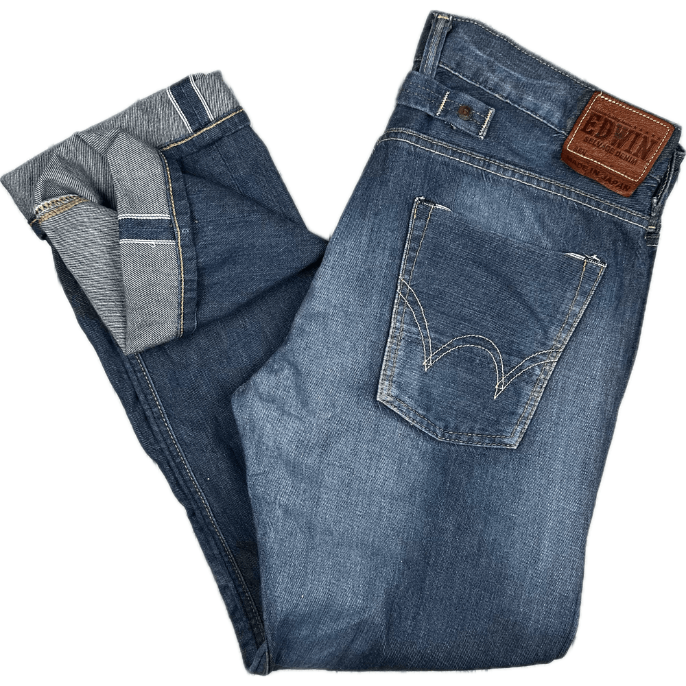 Edwin Made in Japan - Blue 'SK505 Selvedge Denim Jeans -Size 34/32 - Jean Pool