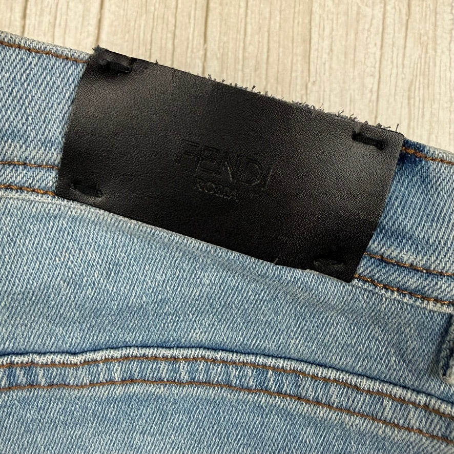Fendi 'Karlito' Fox Ladies Embroidered Logo Jeans -Size 8
