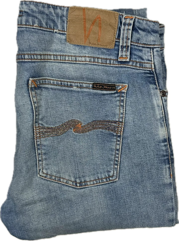 Nudie 'Skinny Lin' Light Blue Pwr Wash Denim Jeans- Size 33/32