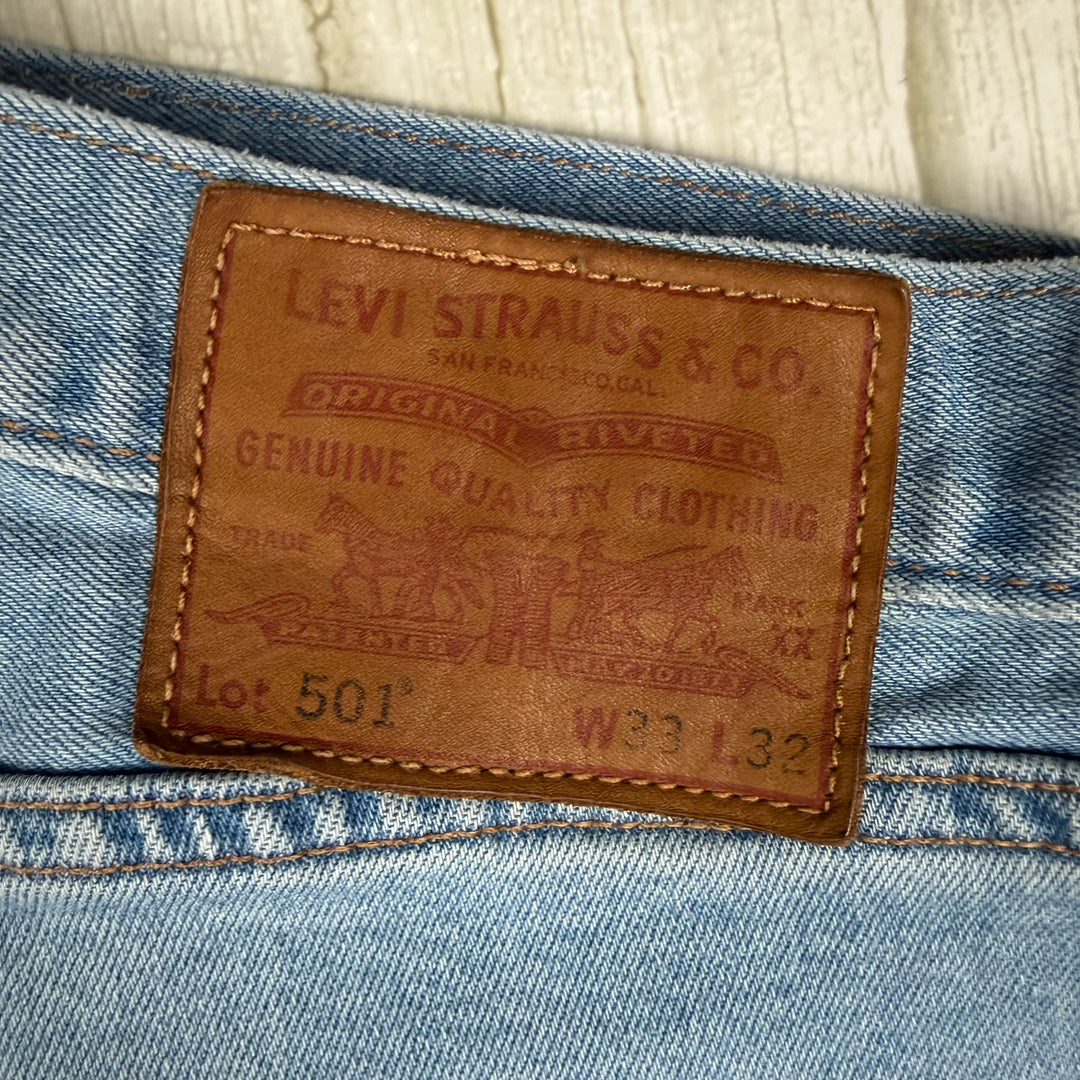 Levis 501 S Button Fly Mens Bleach Splatter Jeans -Size 33/32