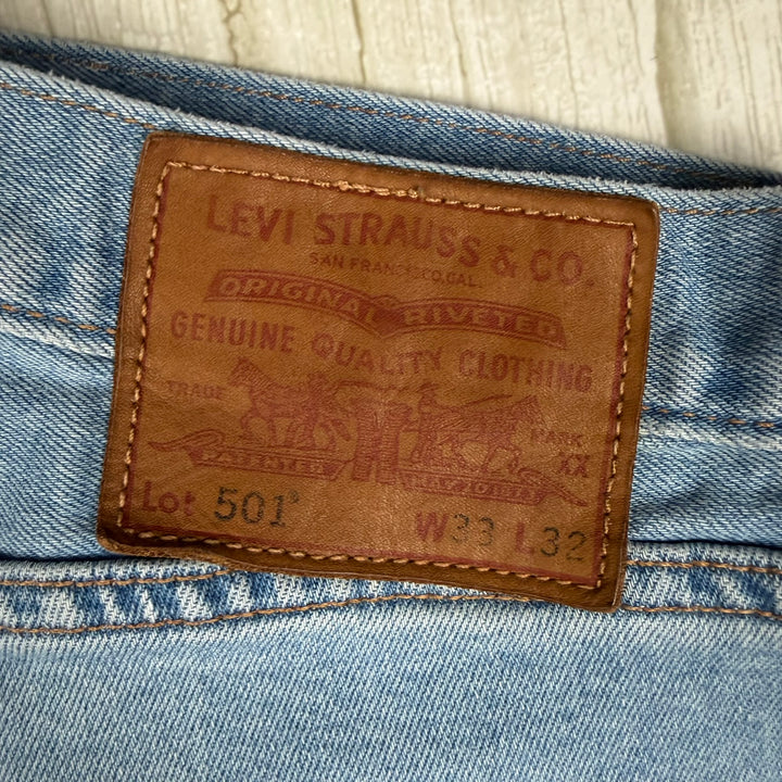 Levis 501 S Button Fly Mens Bleach Splatter Jeans -Size 33/32