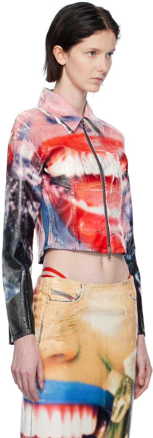NWT -Diesel ‘De-Smily FSD’ Printed Denim Jacket - Size XXS