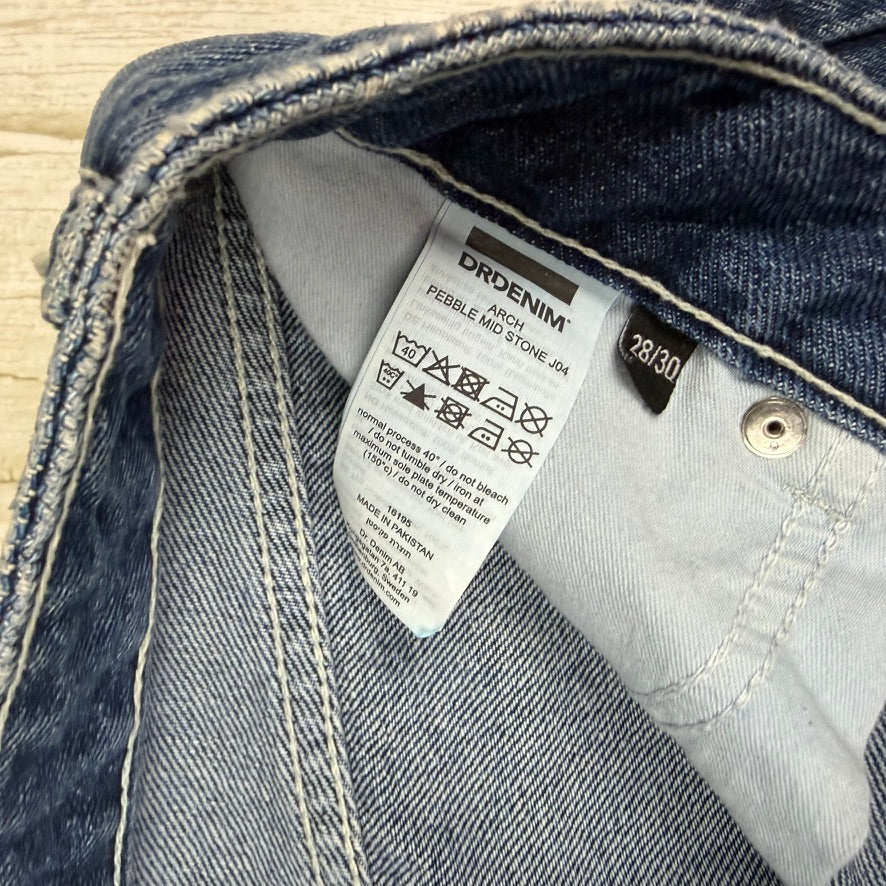Dr Denim 'Arch' Pebble  Mid Stone Straight Jeans - Size 28