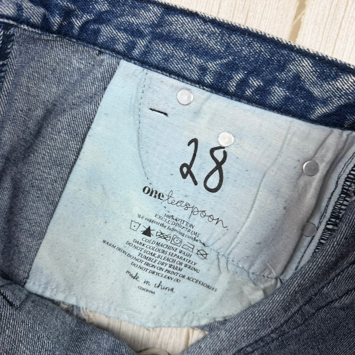 One Teaspoon Ladies Fray Hem Destroyed Denim Shorts - Size 28