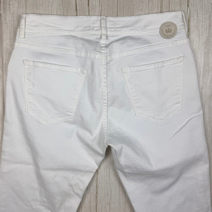 NWT -Daniele Alessandrini Italian 'Grey' Distressed White Jeans - 31