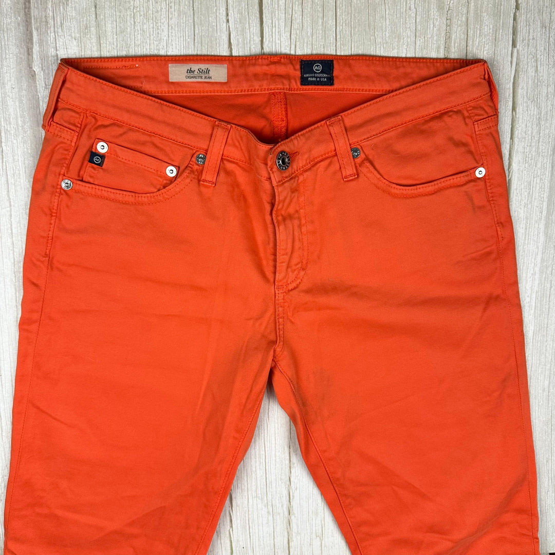 AG Adriano Goldschmied 'the Stilt' Cigarette Slim Fit Orange Jeans- Size 30R - Jean Pool