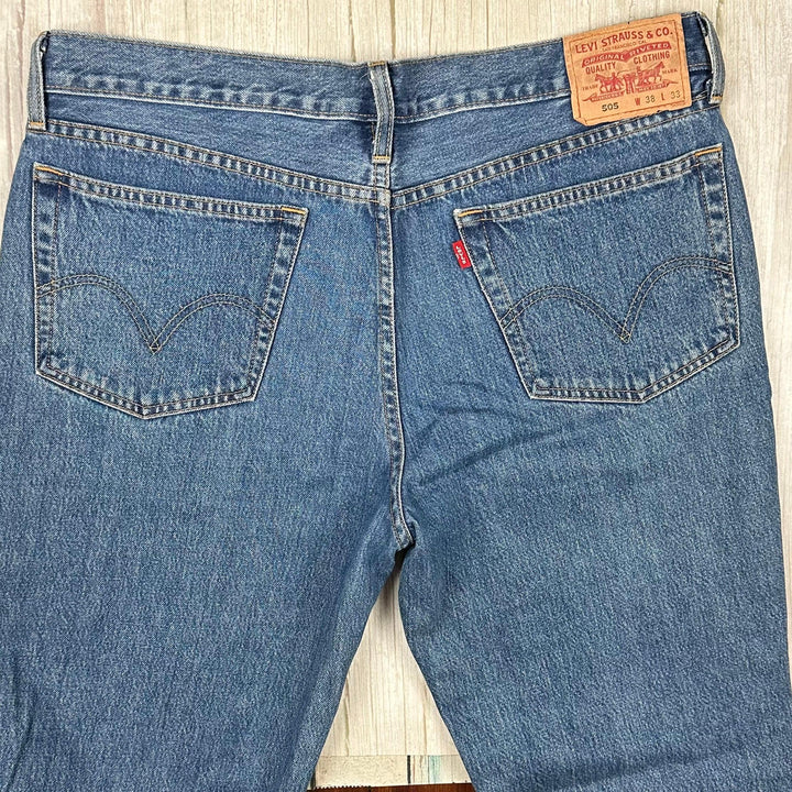 Levis 505 Y2K Mid Blue Wash Regular Fit -Size 38/33