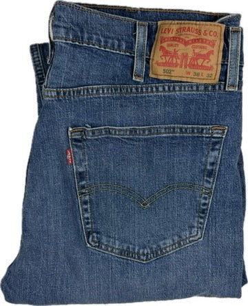 Levis 502 Button Fly Mens Straight Fit Jeans - Size 38/32