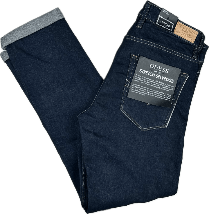 NWT- Guess Mens Slim Tapered Stretch Selvedge Jeans - Size 32R
