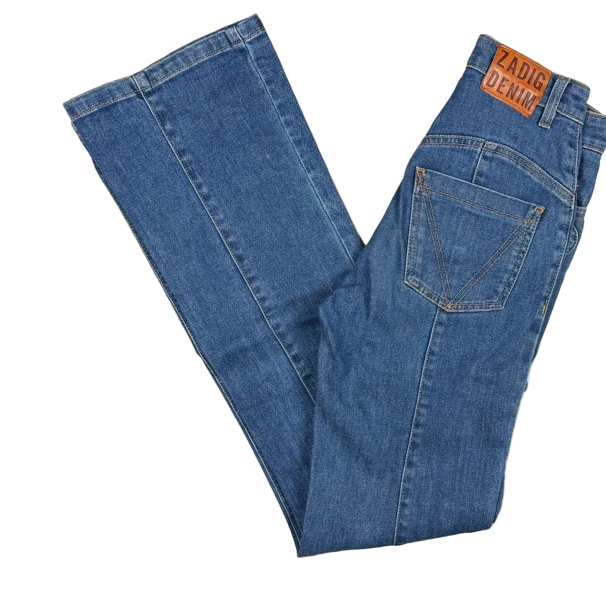 Zadig & Voltaire Paris High Slim Exposed Button 'Eyes' Jeans- Size 24