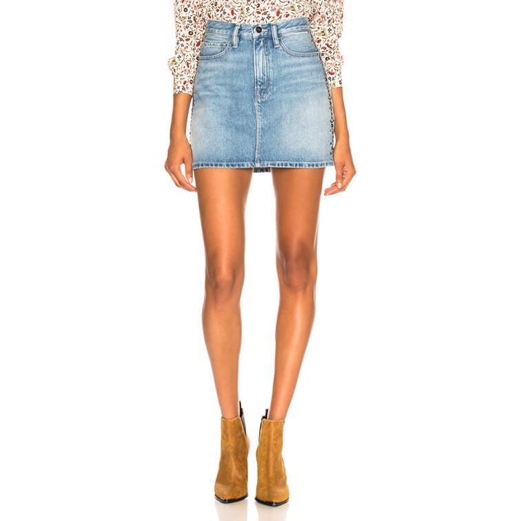 NEW - Frame USA Denim 'Elsden' Studded Skirt - Size 25 - Jean Pool