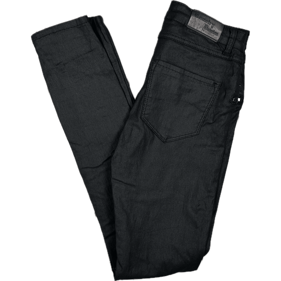 Country Denim Black Coated Skinny Zip Pocket Jeans -Size 7 - Jean Pool