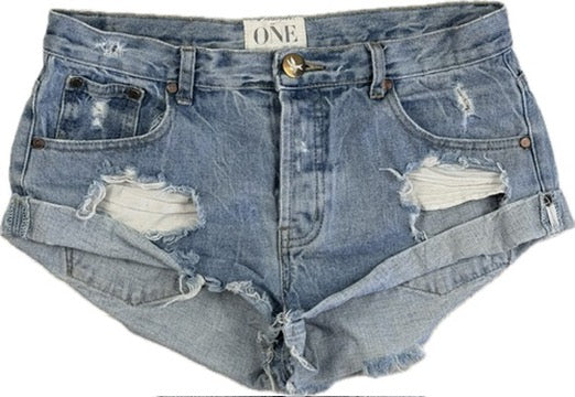 One Teaspoon 'Bandits' Rolled Cuff Denim Shorts  - Size 28"