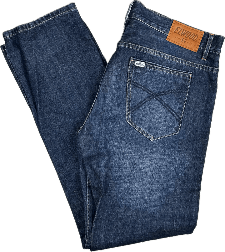 Elwood Mens Slim Straight Button Fly Jeans  -Size 36/34