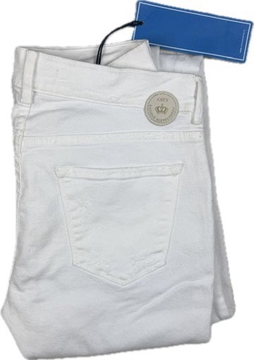 NWT -Daniele Alessandrini Italian 'Grey' Distressed White Jeans - 31