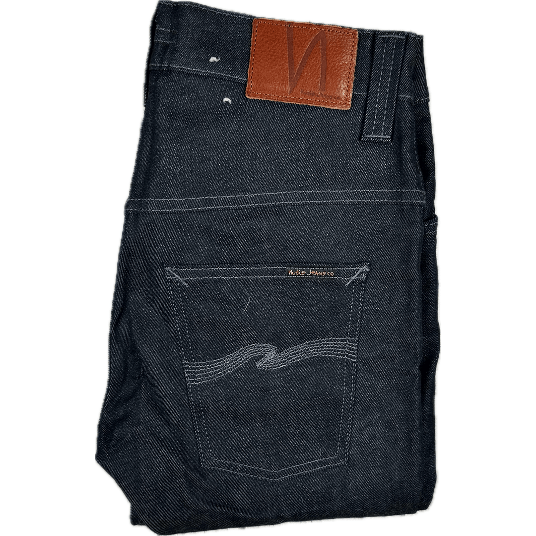 NEW-Nudie Jeans Co. 'Thin Finn' Organic Dry Dark Grey Jeans - Size 30/32 - Jean Pool