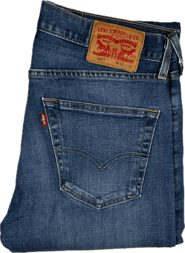 Levis 501 Mens Classic Button Fly Stretch Jeans -Size 32R