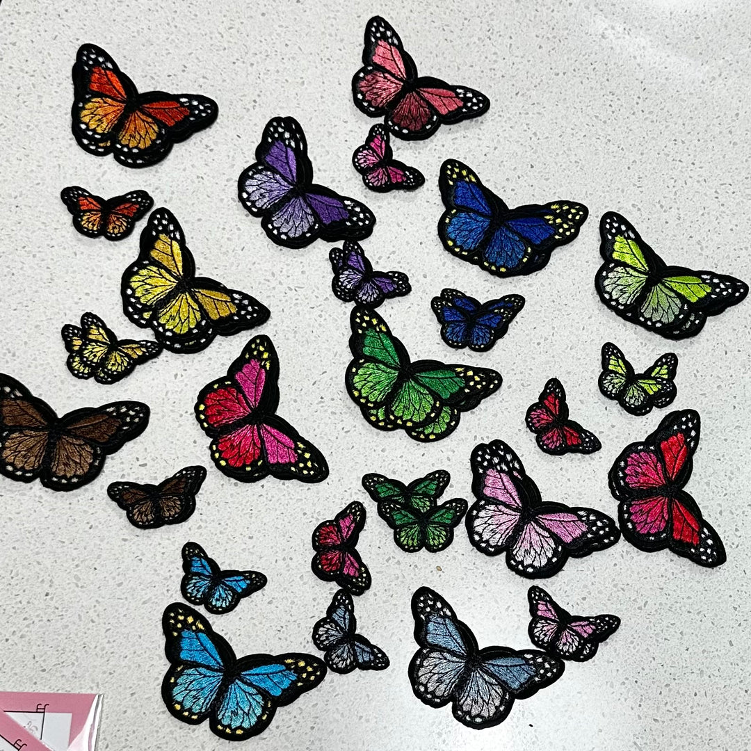 Coloured Butterfly x2- Embroidered Patch - Jean Pool