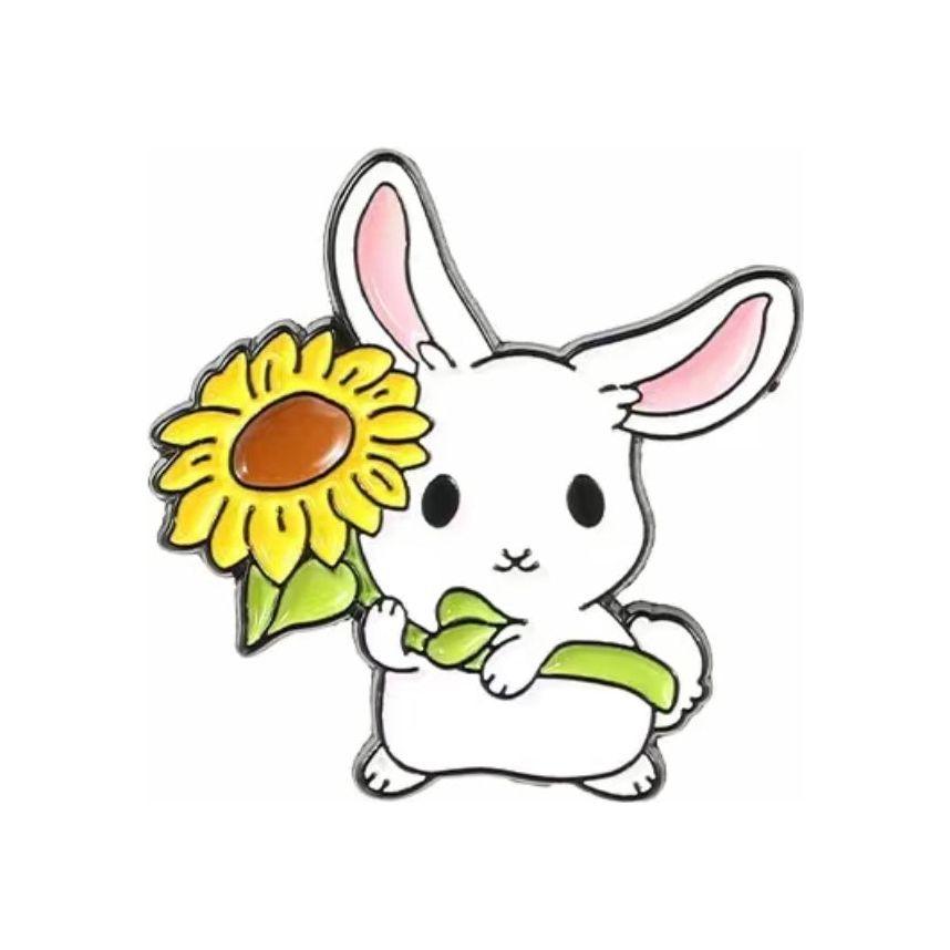 Bunny with Sunflower - Enamel Pin - Jean Pool