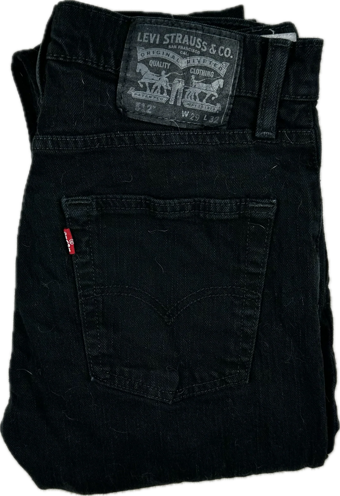 Levis 512 Slim Taper Mens Black Denim Jeans  - Size 29/32