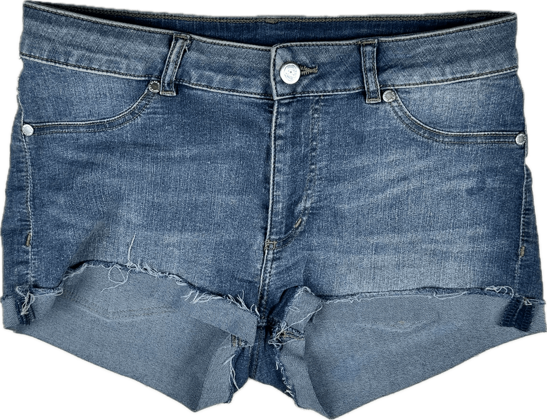 Cheap Monday 'Mid Shorts Spray' Ladies Denim Short - Size 30-31 - Jean Pool