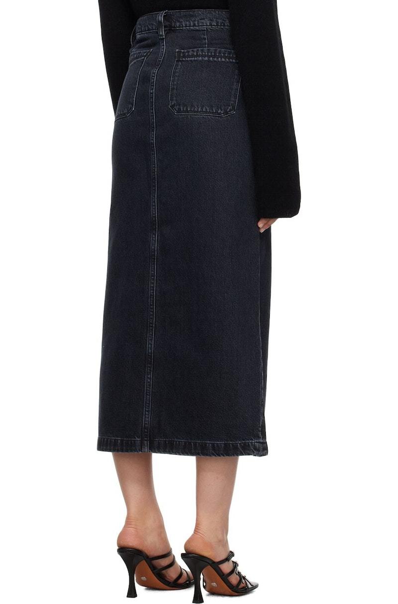NWT- Frame 'Le Bardot' Black Denim Maxi Jeans Skirt - Size 27