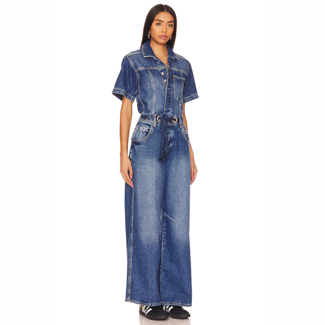 NEW- Free People 'Edison Coverall' Barrel Denim Jumpsuit - Size L