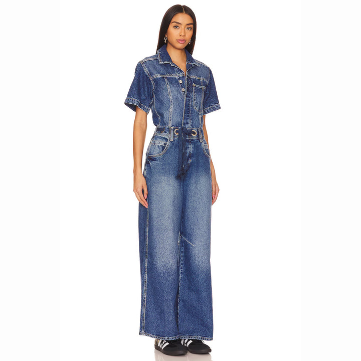 NEW- Free People 'Edison Coverall' Barrel Denim Jumpsuit - Size L