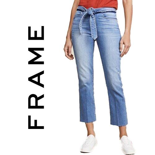 NWT- Frame Denim 'Le High Straight' Tie Waist Jeans RRP $425 -Size 29