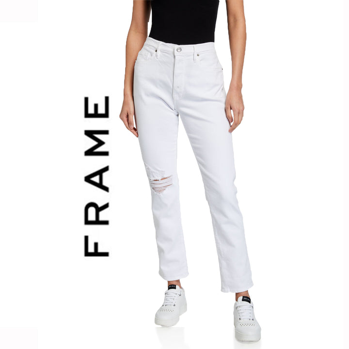NWT- Frame Denim 'Le Beau' White Jeans RRP $455 -Size 28