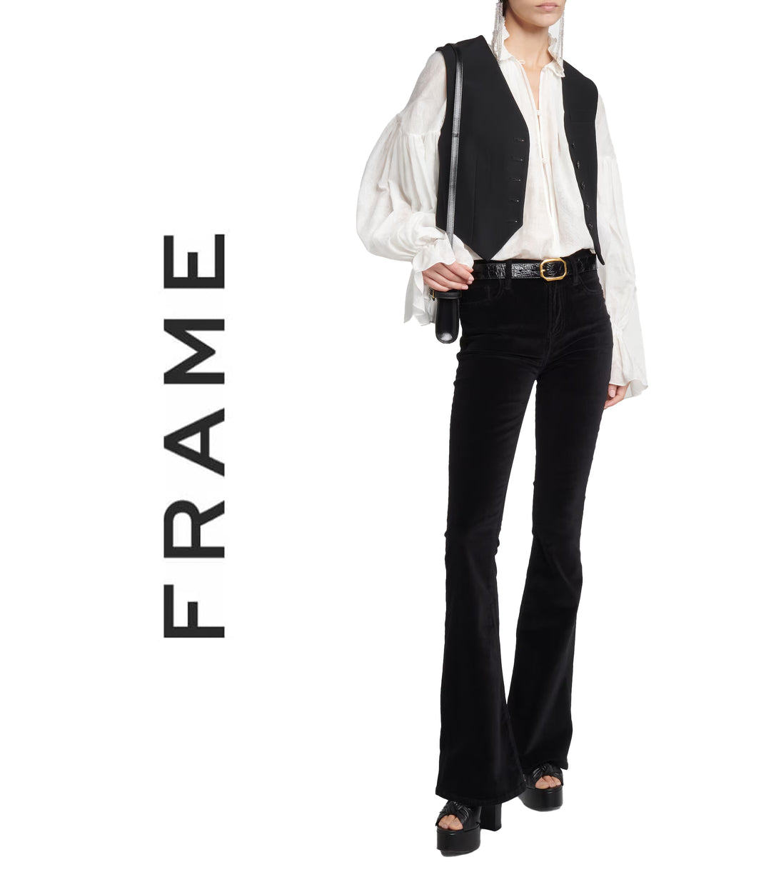 NWT- Frame Denim 'Le High Flare' Velveteen Black Jeans -Size 25