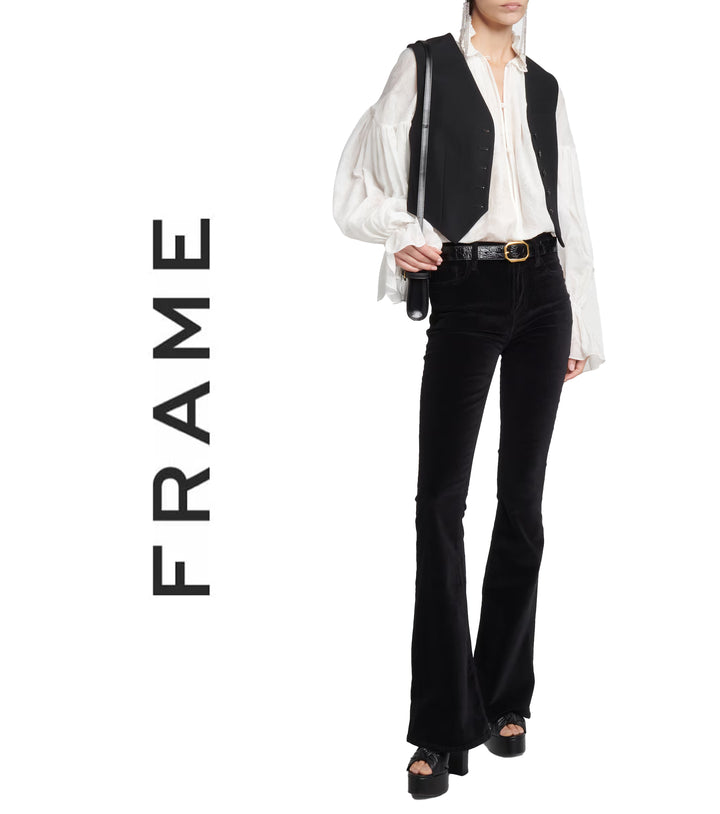 NWT- Frame Denim 'Le High Flare' Velveteen Black Jeans -Size 25
