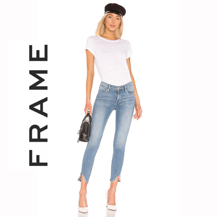 NWT- Frame Denim 'Le High Skinny' Side Fray Prizzi Jeans RRP $365 -Size 27