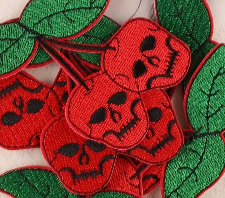 Skeleton Cherry- Embroidered Cloth Patch - Jean Pool