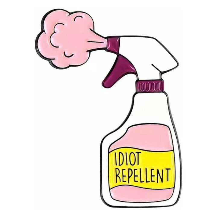 Idiot Repellent - Spray Bottle Shaped- Enamel Pin - Jean Pool