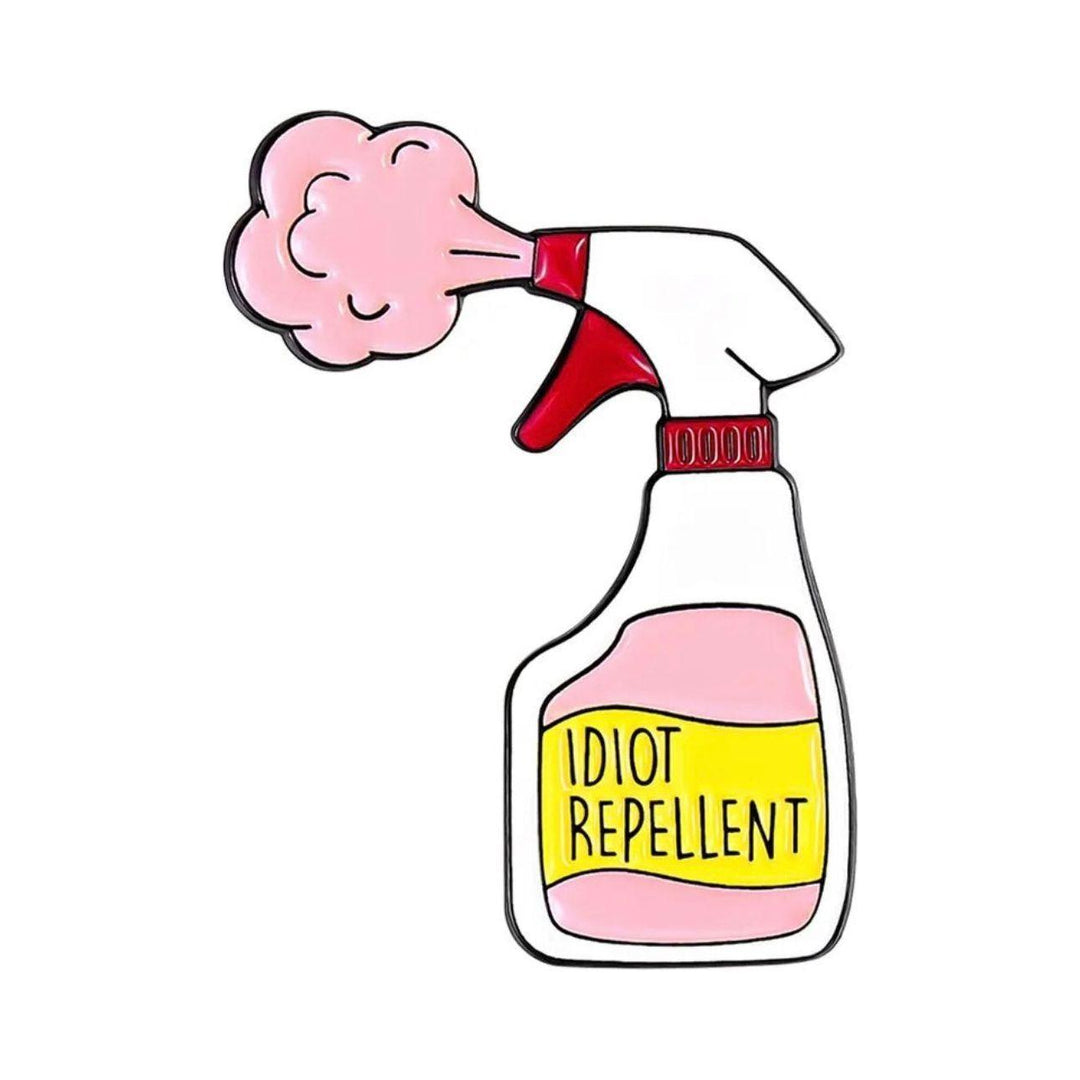 Idiot Repellent - Spray Bottle Shaped- Enamel Pin - Jean Pool