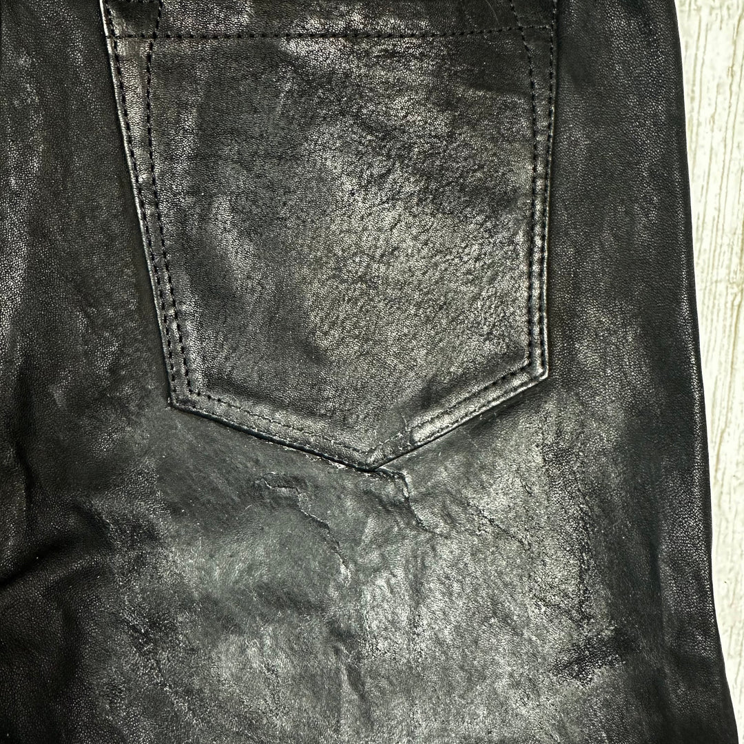 J Brand Black Lamb Leather Mid Rise Ankle Zip Jeans- Size 26