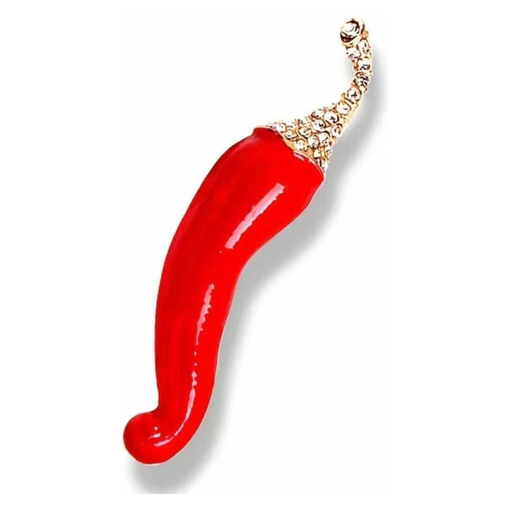 Chilli Pepper Jewelled Enamel Brooch - Jean Pool