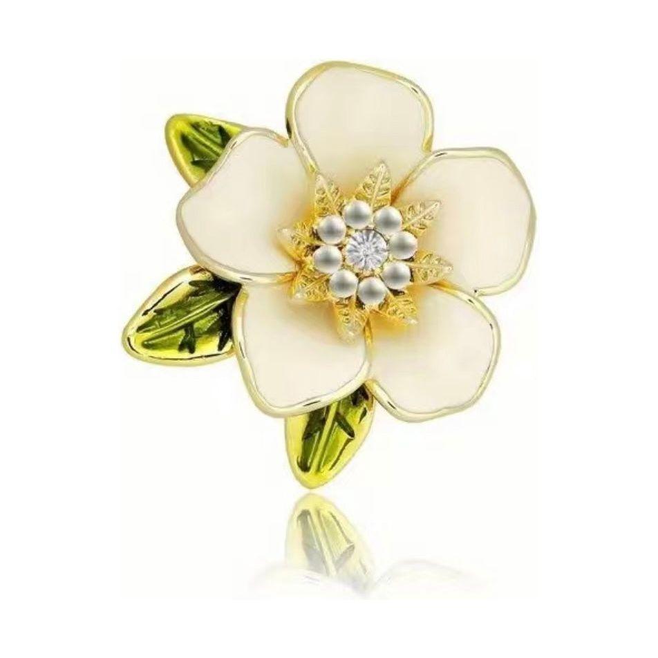 Jewelled & Enamel Flower Blossom Brooch - Jean Pool